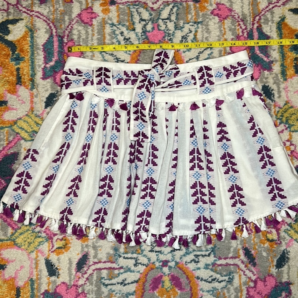 DODO BAR OR Cotton Embroidered Boho Women's Mini Skirt with Tassels Size Small - Picture 6 of 7